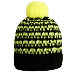 Zimní pletený kulich - vzor 52- černá / fluo žlutá