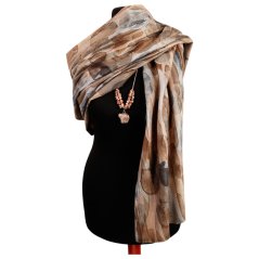 Dámská elegantní šála - vzor 066 - béžová - oválky