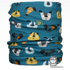 Fleecový nákrčník Yetti - vzor 03 - petrol, pejsci
