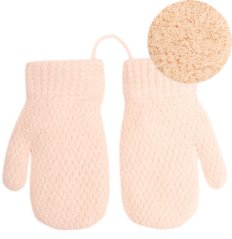 Dětské pletené palcové rukavice 3- 5 let - vzor 098 - světle růžová