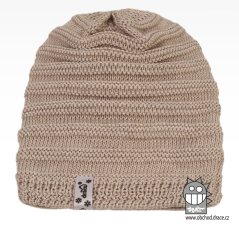 Merino pletená čepice Harmony - vzor 07 - béžová