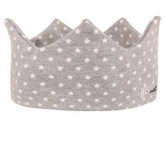Dětská bavlněná čelenka korunka - vzor 007 - světle šedá - hvězdičky