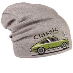 Spadlá bavlněná čepice Pepe - vzor 13 - šedivá - auto