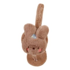 Zimní chlupaté klapky na uši - vzor 06 - šedohnědá - králíček