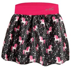 Dětská atlasová sukně - vzor 01 - černá - jednorožci