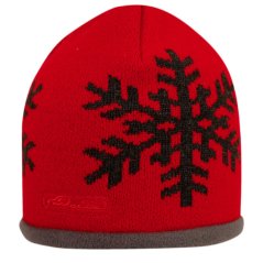 Zimní pletená čepice - AKCE / DOPRODEJ - vzor 191 - červená- vločka
