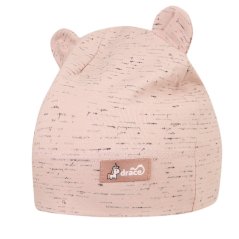 Bavlněná kojenecká čepice s oušky Berry - vzor 34 - růžová melír