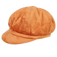 Dámský baret s kšiltem / imitace broušené kůže - vzor 43 - velbloudí hnědá