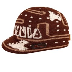 Zimní pletená čepice s kšiltem - AKCE / DOPRODEJ - vzor 205 - hňedá / herní svět