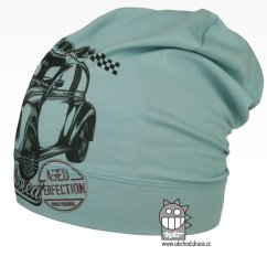 Bavlněná čepice Polo - vzor 53 - auto/moto - zelenomodrá