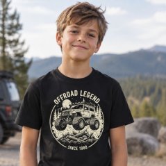 Dětské bavlněné tričko s potiskem - vzor 0253 - černá - Legendární offroad