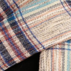 Dámská elegantní šála - vzor 018 - béžová / tyrkysová - kostka