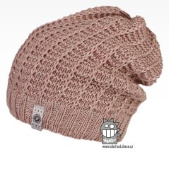 Merino pletená čepice Harmony - vzor 20 - starorůžová