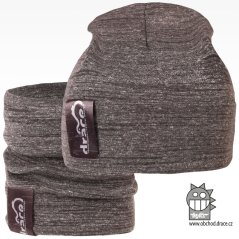 York set čepice a nákrčníku - vzor 06 - středně šedá / melír
