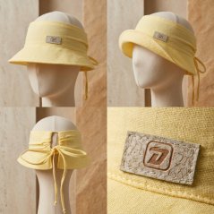 Letní mušelínový klobouk Ponytail - vzor 07 - světle žlutá