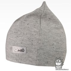Bavlněná kojenecká čepice Čertík - vzor 04 - šedá / melír