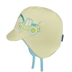 Bavlněná čepice na zavázání s kšiltem Robin - vzor 30 - zelenkavá - nakladač