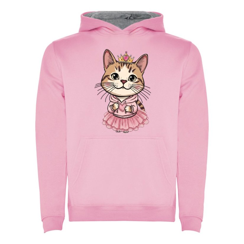 Dětská mikina s kapucí Urban - vzor 0031 - světle růžová/kočička