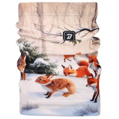 Fleecový nákrčník Yetti - vzor 65 - béžová - zvířátka v lese