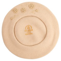 Dámský vlněný baret s výšivkou- vzor 067- béžová