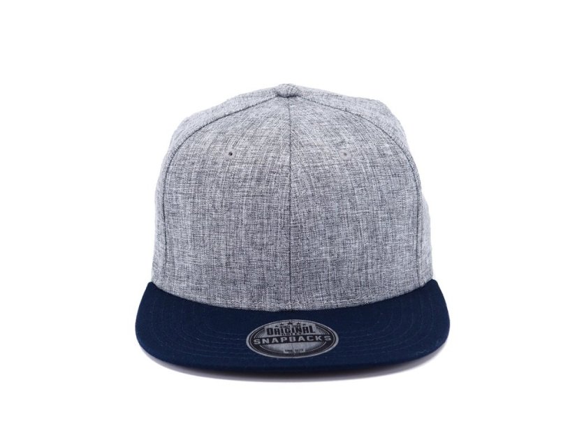 Kšiltovka Snapback melange - vzor 03 - šedý melír/námořní modrá vel. 56-60
