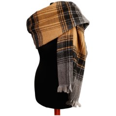 Dámská elegantní šála - vzor 037 - černá / šedá - kostka