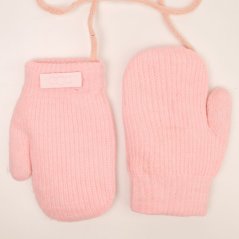 Dětské pletené palcové rukavice 2 - 3 roky - vzor 077 - růžová