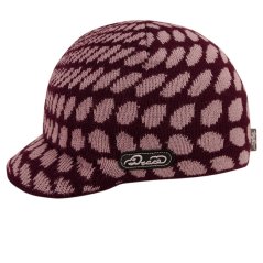 Zimní pletená čepice s kšiltem - AKCE / DOPRODEJ - vzor 207 - tmavě fialová - vzorovaná