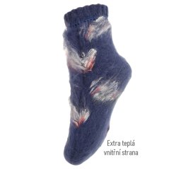 Dětské vlněné ponožky - vzor 001 - tmavě modrá - medvídci
