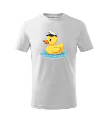 Dětské bavlněné tričko s potiskem - vzor 0150 - bílá / kačenka