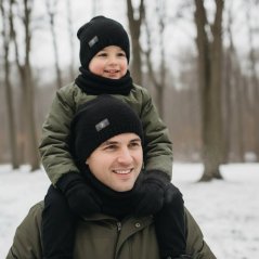 Čepice pletená a nákrčník Colors set - vzor 046 - černá