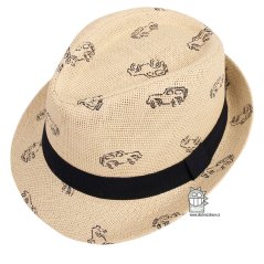Letní chlapecký klobouk/slamák - Trilby - vzor 002 - béžová - auta