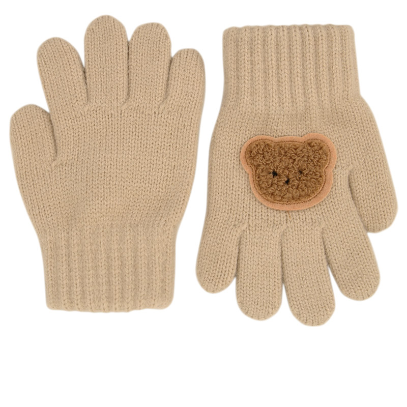 Dětské pletené prstové rukavice 2 - 4 roky - vzor 078 - béžová - medvídek Dětské pletené prstové rukavice 2 - 4 roky - vzor 078 - béžová - medvídek