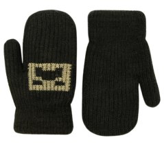 Dětské pletené palcové rukavice 5 - 7 let - vzor 096 - černá - khaki - herní svět