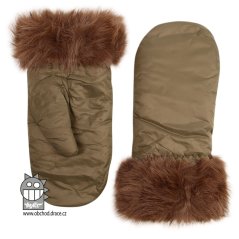Dámské šusťákové palcové rukavice - vzor 003 - khaki zelená