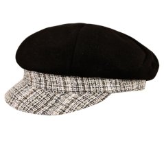 Dámský vlněný baret s kšiltem - vzor 28 - černá