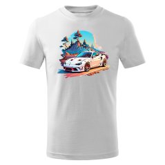 Dětské bavlněné tričko s potiskem - vzor 087 - bílá / Sportovní auto