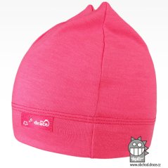 Bavlněná kojenecká čepice Čertík - vzor 17 - růžová neon