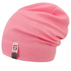 Spadlá bavlněná čepice Pepe - vzor 54 - růžová -  duhový jednorožec