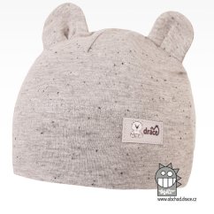 Bavlněná kojenecká čepice s oušky Berry - vzor 04 - šedá / melír