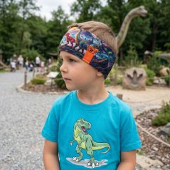 Funkční čelenka Run - vzor 35 - tmavě modrá - dino
