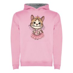 Dětská mikina s kapucí Urban - vzor 0031 - světle růžová/kočička