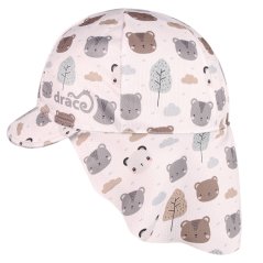 Letní funkční kšiltovka s plachetkou na krk SAFARI - vzor 24 - bílá - medvídci
