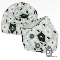 Bavlněný nákrčník s knoflíky - vzor 09 - světle modrá, medvědi