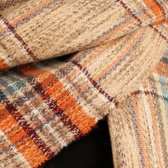 Dámská elegantní šála - vzor 017 - béžová / rezavá - kostka