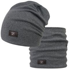 Bavlněná čepice s nákrčníkem Pastels DOUBLE set - vzor 66 - šedomodrá melír