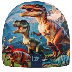Bruno - vzor 208 - modrá - dinosauři - čepice na jaro / podzim