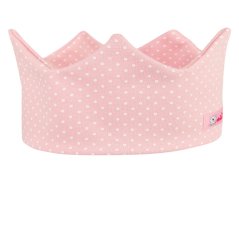 Dětská bavlněná čelenka korunka - vzor 012 - světle růžová - puntíčky