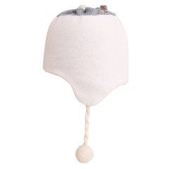 Zimní vlněná pletená laponka  - vzor 083 - bílá / světle modrá