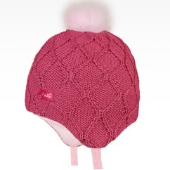 Merino pletená kojenecká laponka Vivo - vzor 02 - růžová